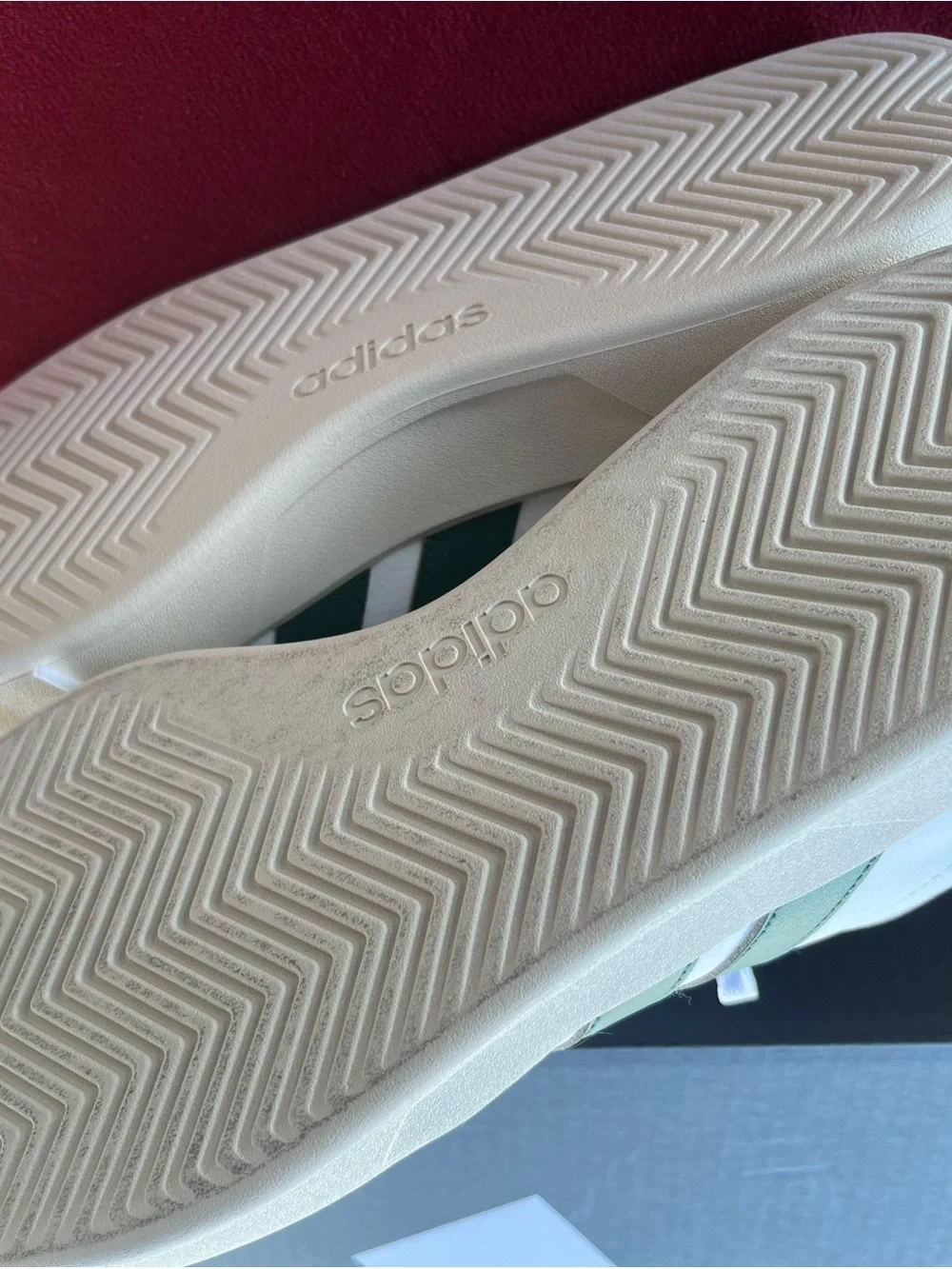 adidas White Sneakers with Green Three-Stripes SIZE 12